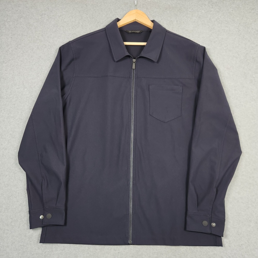 7 Diamonds Jacket Mens Large Blue Traveler Golf Active Full Zip Windbreaker